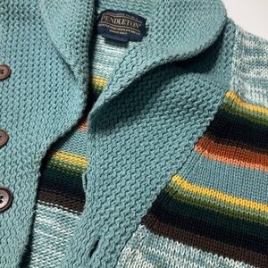 Pendleton Men's Teal and Multicolor Cardigan